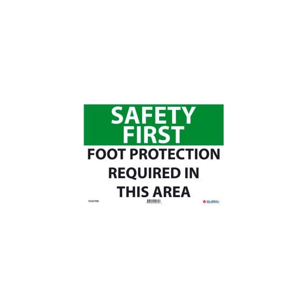 Nmc Safety First Foot Protection Required In This Area 10x14 Rigid Plastic GLOSF163RB - main
